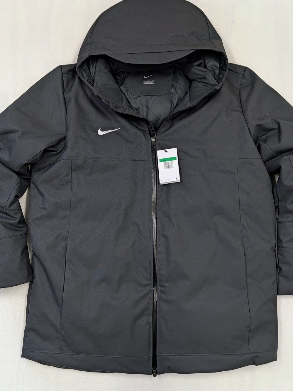 Nike Storm-FIT Men's Gray Hooded Full Zip Jacket Solid Mid-Length XL